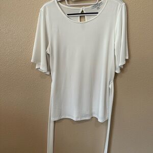 Green Envelope White Back Tie Blouse with Short Sleeves